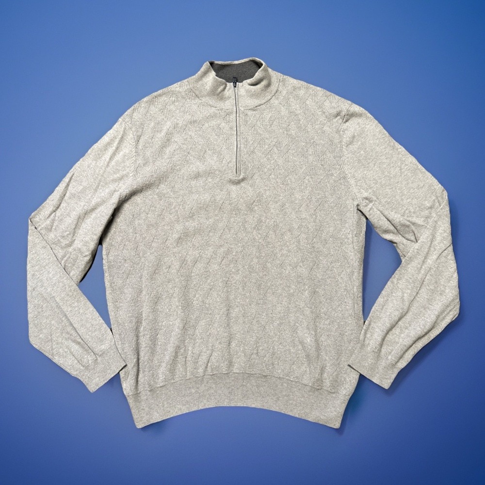 Joseph Abboud Cashmere Blend 1/4 Zip Sweater Mens Size XXL Gray‎
